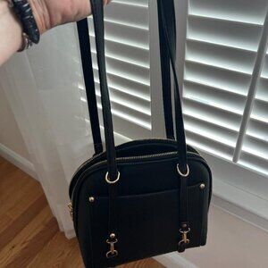 Miztique Daisy Convertible Black Vegan Leather Backpack with Gold Accents